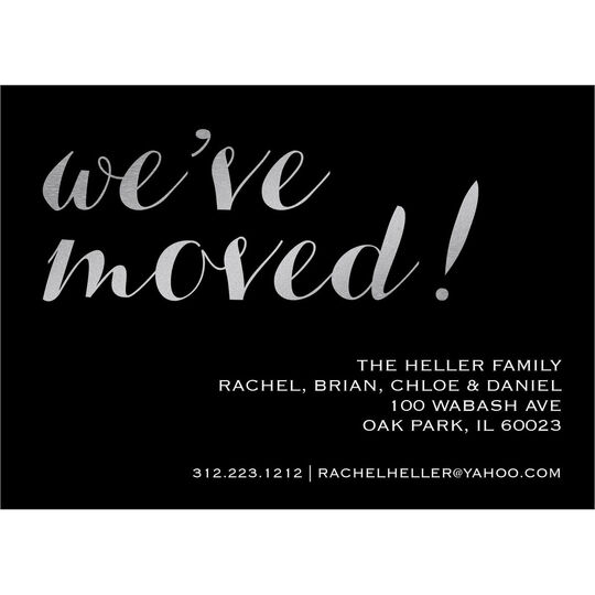 Black We've Moved Foil Stamped Moving Announcements